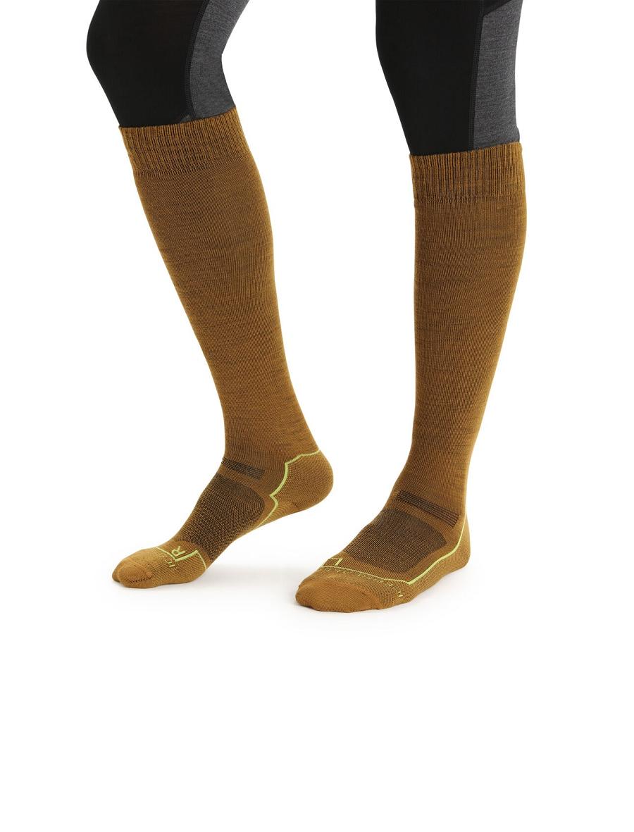 Clove / Silent Gold Men's Icebreaker Merino Ski+ Ultralight Over the Calf Socks | USA 1017DFMN